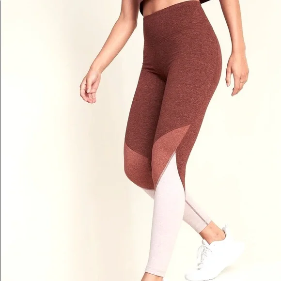 BOGO like New Old Navy ACTIVE cozecore Oatmeal two-tone color block Yoga Pants - Picture 7 of 7